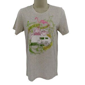 Junk Gypsy Womens Extra Small XS Trailer Park Roses Flamingo Graphic Tee T Shirt